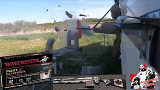 12 gauge defender PDX1 vs slug vs buckshot against cinder blocks