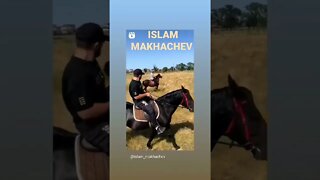 Khabib and Islam Makhachev racing on horse race. #shorts