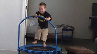 "Adorable Tot Loves The Trampoline"