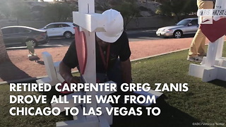 Chicago Man Places 58 Crosses At Welcome to Las Vegas Sign
