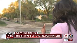 Sinkhole opens up in Waldo, swallows Jeep
