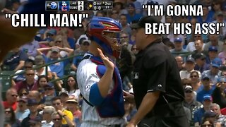 MLB Umpire Literally Tries to Push Past The Catcher to Fight The Pitcher