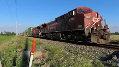 CSX Q165 Intermodal Double-Stack Train with Canadian Pacific Power from Bascom, Ohio June 11, 2021