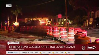 Rollover crash causes Estero Blvd to crash