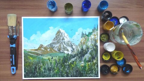 How to paint with Acrylic painting / Mountain Cervino