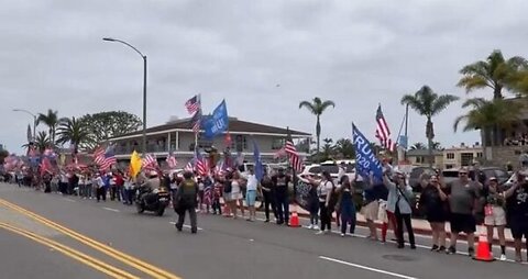 Thousands of Supporters Line the Streets in Newport Beach to Catch a Glimpse of President Trump