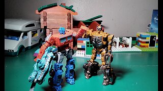 Optimus Prime versus Scourge Transformers stop motion