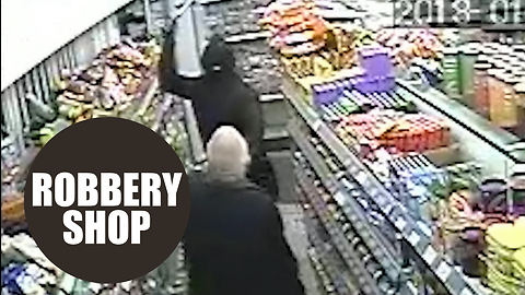 Dramatic CCTV shows have-a-go-hero shopkeeper fighting off robbers with HAMMERS
