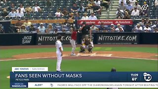 Fans seen without masks at Petco Park