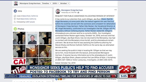 Monsignor Craig seeks public's help to find accuser