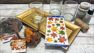 Beautiful Fall Centerpiece || Using Dollar Tree Supplies & Stickers [ 1 Easy DIY ]