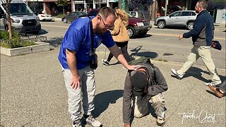 Homeless come up for prayer in downtown Anchorage, AK