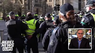 Melbourne police arrest Rebel security for doing his job while Avi Yemini covers lockdown protest