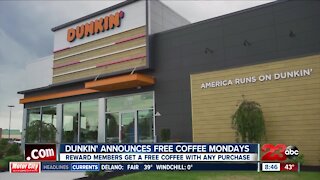 Dunkin' announces Free Coffee Mondays