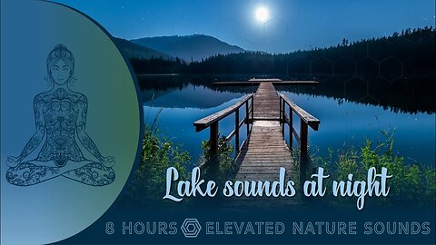 8 Hours Lake Sounds At Night Crickets Slow Waves for Sleeping Relaxation Study - True Black Screen