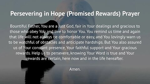 Persevering in Hope (Promised Rewards) Prayer (Prayer for Perseverance)