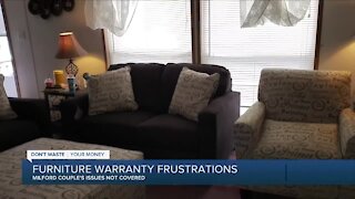 Milford couple frustrated over furniture warranty issues