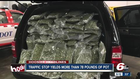 More than 78 pounds of marijuana seized during traffic stop on I-70 in Greenfield