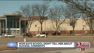 Mother says school didn't tell her of student's suicidal comments