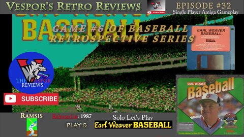 Solo Retro Let's Play |Earl Weaver Baseball (Amiga) | Baseball Retrospective 6 | 🕹️⚾