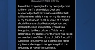 UNLV Football QB apologies after appearance on TV show