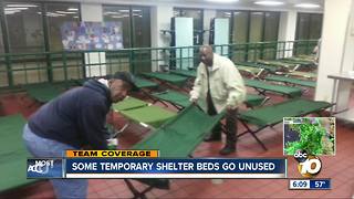 Some temporary homeless shelter beds go unused in San Diego