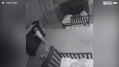 Triplets' bedroom rampage leaves furniture upended