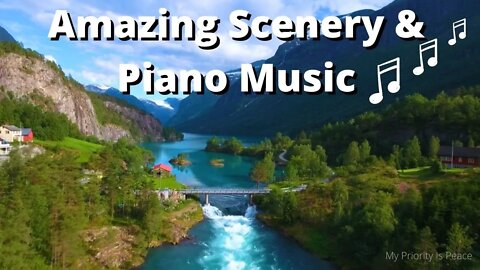 🌸💐Amazing 4K Scenery 💐🌸🎵& Gentle Piano Music 🎵 No Ads 🌸 Aerial Views 🌸 Nature 🌸 Breathtaking