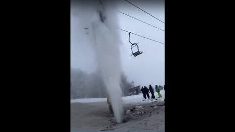 Pipe Explode Under a Ski Lift
