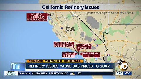 Refinery problems lead to surging gas prices in California