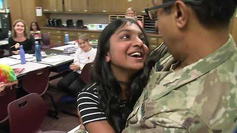 Soldier surprises his Jenks daughters