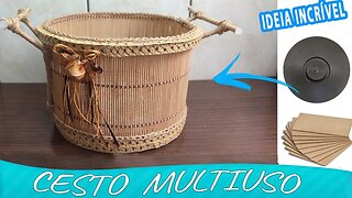 Cesto Feito com Papelão, Tampa e Jogo Americano - Diy Artesanato