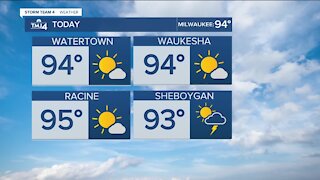 Hot weather continues into Monday, isolated showers possible