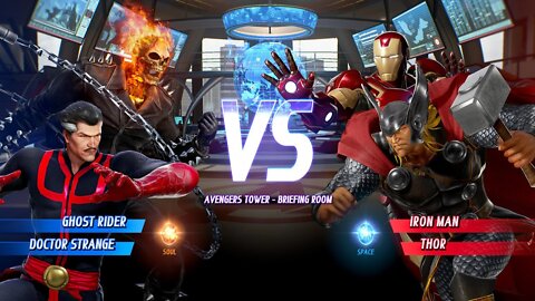 Ghost Rider & Doctor Strange vs Iron Man & Thor (Hardest AI) - Marvel vs Capcom- Infinite