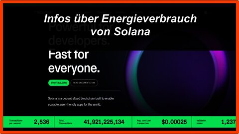 Informationen über Energieverbrauch von Solana