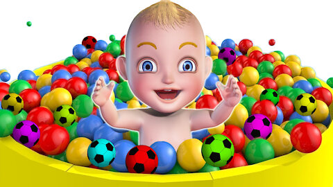 Swimming With Color Balls In The Pool Kids Outdoor Fun | Babies and Kids Cartoons in 3d Animation