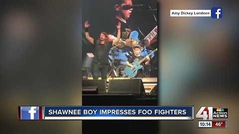 Shawnee 10-year-old, Collier Rule, shreds on stage with Foo Fighters