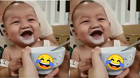 Cute baby laughing smiling.