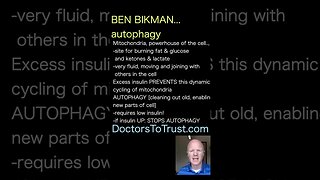 BEN BIKMAN excess insulin PREVENTS mitochondria autophagy, which strengthens the brain, heart cells