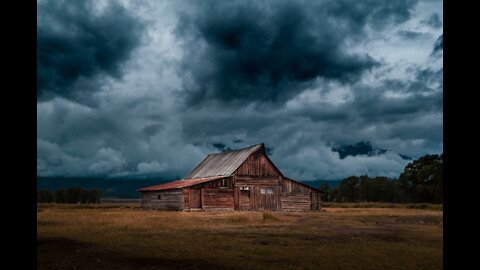 Approaching storm with wind and thunder