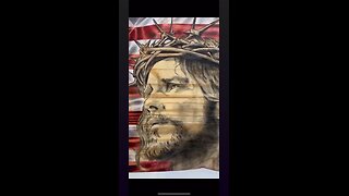 Wooden American Flag w/ Jesus