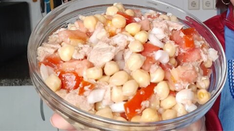 How to cook Chickpea salad. Healthy and very tasty recipe.