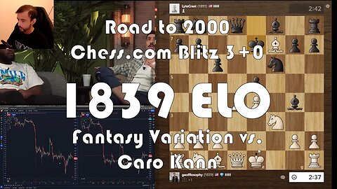 Road to 2000 #280 - 1839 ELO - Chess.com Blitz 3+0 - Fantasy Variation vs. Caro Kann