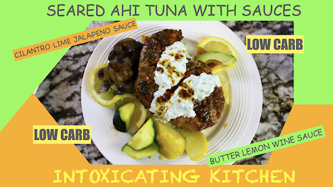 Seared Ahi tuna with 2 sauces