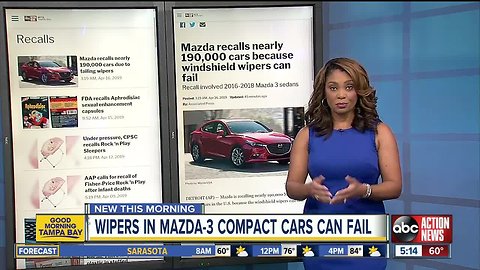 Mazda recalls nearly 190,000 cars because windshield wipers can fail