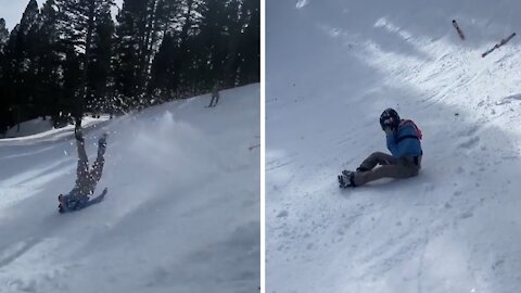 Epic skiing wipeout caught on camera