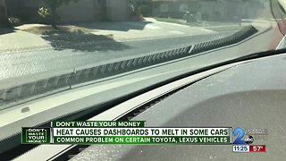Heat causes dashboards to melt in some cars