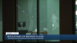 Boulevard of broken glass following protests in Denver