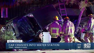 Car crashes into water station in Tempe