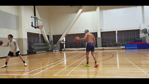 basketball warmup shoot around, 48 years old Asian male, 180cm/83kg, 5'11" 182.6 lbs